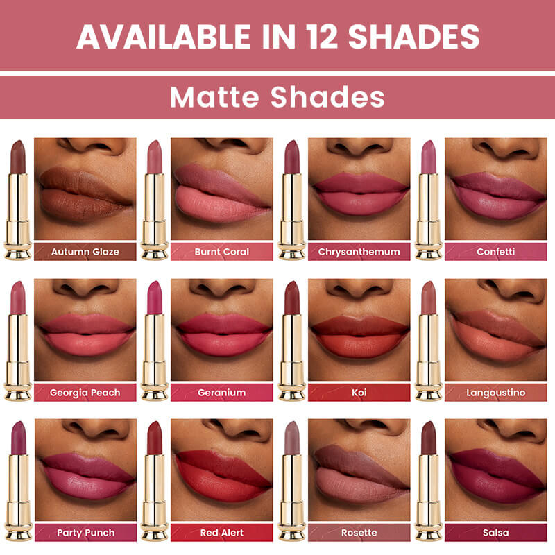 12-color Velvet Nonstick Black Gold Tube Matte Neutral Lipstick