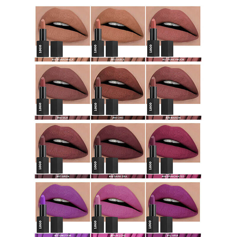 24-color Black Square Tube Matte Lipstick