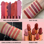 12-color Velvet Nonstick Black Gold Tube Matte Neutral Lipstick