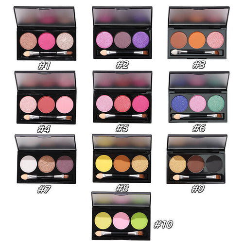 10-style of 3-color Eyeshadow Palette with Brush