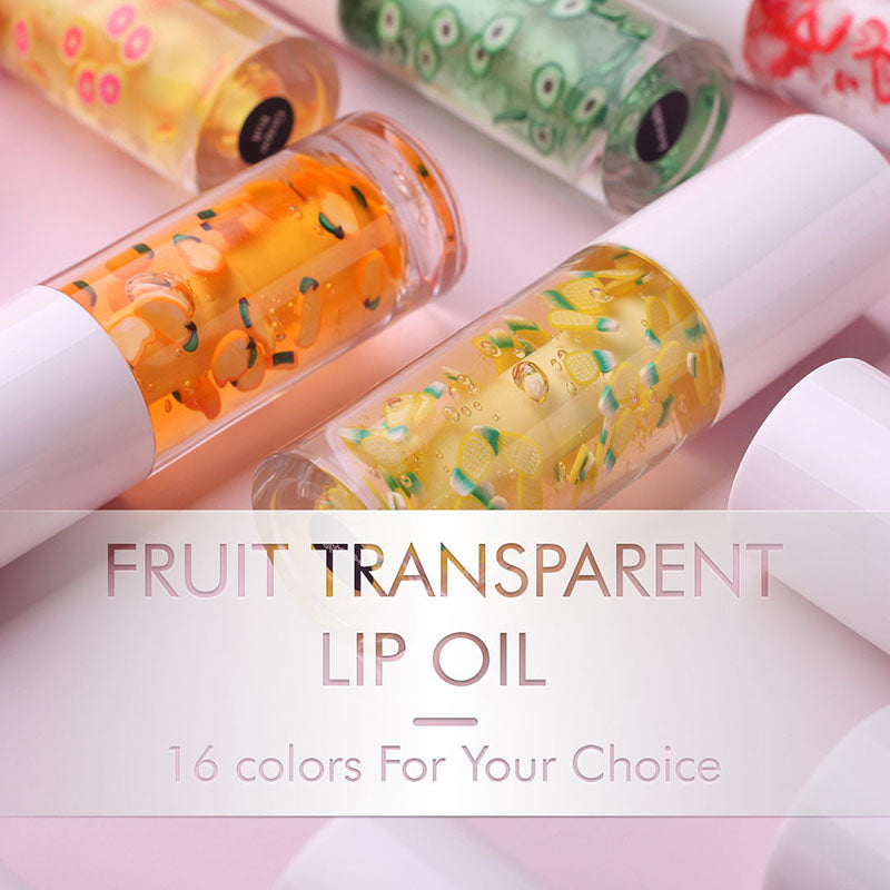 16-color Big brush Chubby tube fruit Vegan Clear Lip Oil