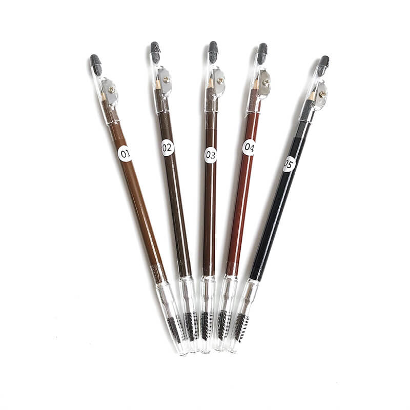 5-color Wooden Eyebrow Pencil with Eyebrow Brush and Pencil Sharpener