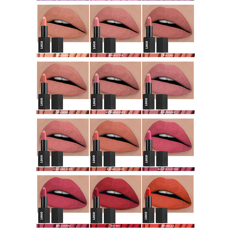 24-color Black Square Tube Matte Lipstick