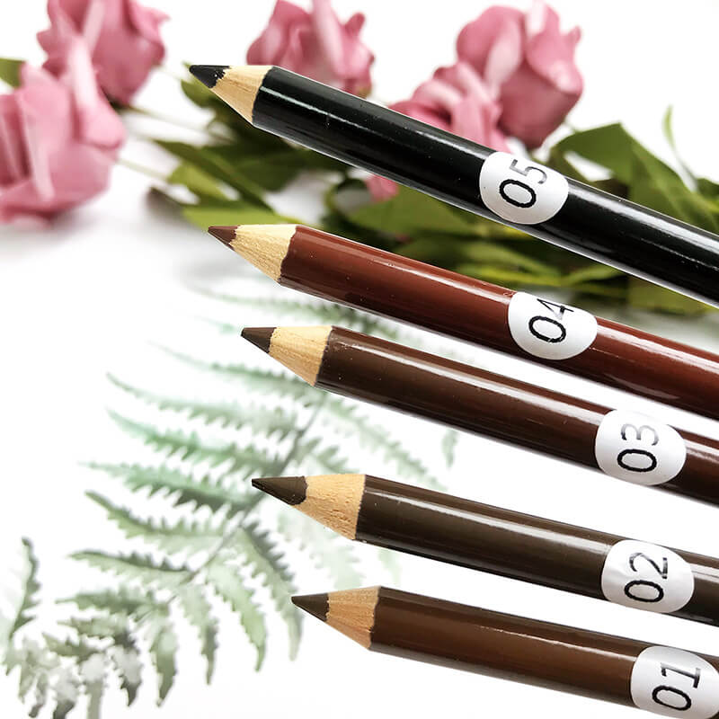 5-color Wooden Eyebrow Pencil with Eyebrow Brush and Pencil Sharpener