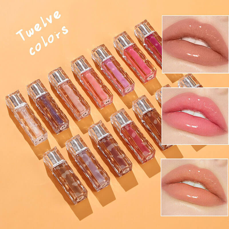 14-color Mirror Lip Gloss with Wavy Tube