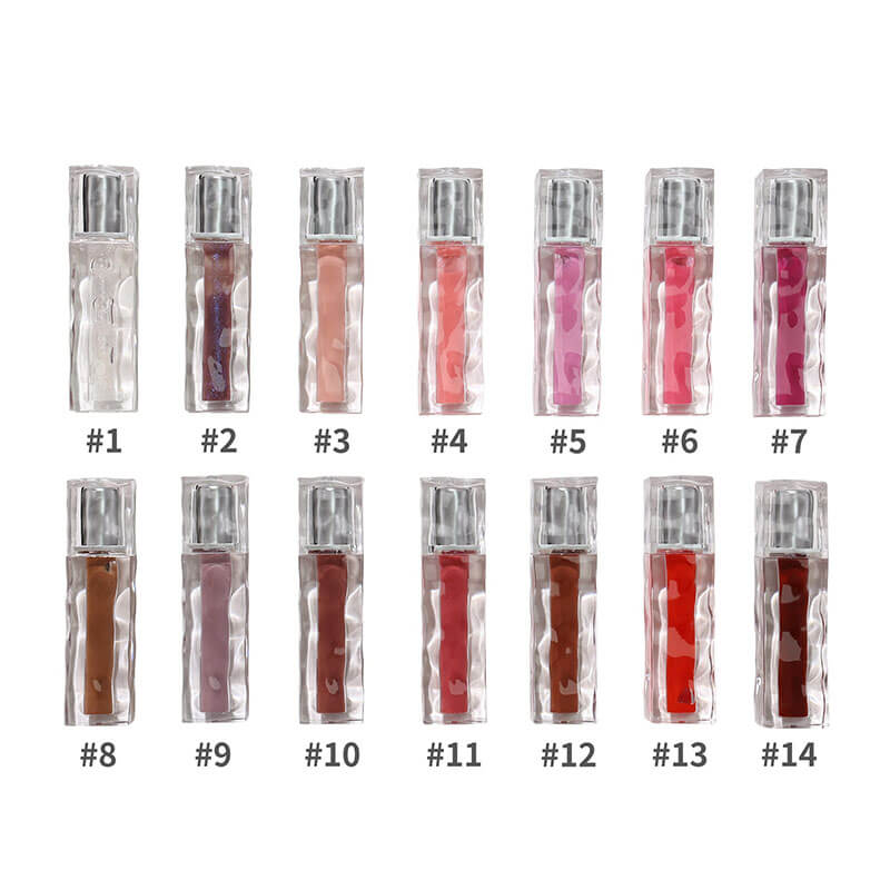 14-color Mirror Lip Gloss with Wavy Tube