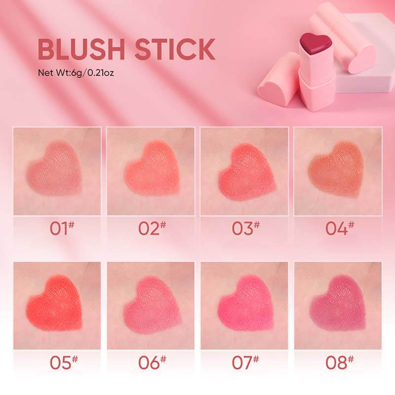 8-Color Heart-Shaped Blush Stick