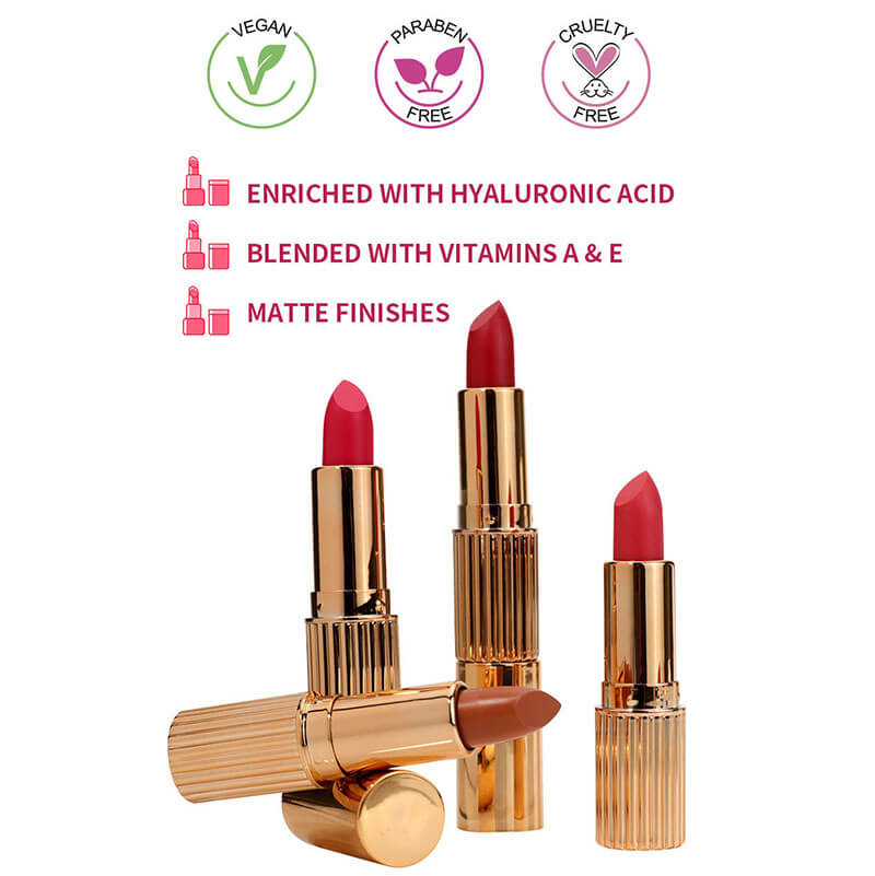 24-color Gold Round Tube Matte Lipstick