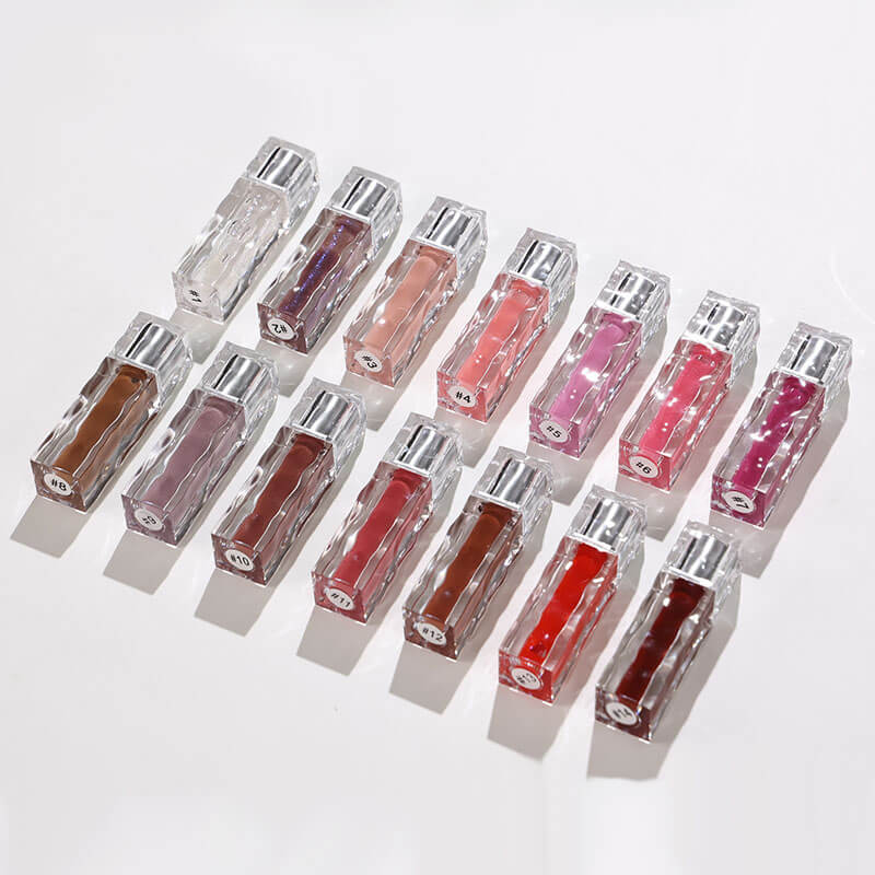 14-color Mirror Lip Gloss with Wavy Tube