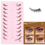 10 Pairs of Half-eye False Eyelashes with Transparent Tape