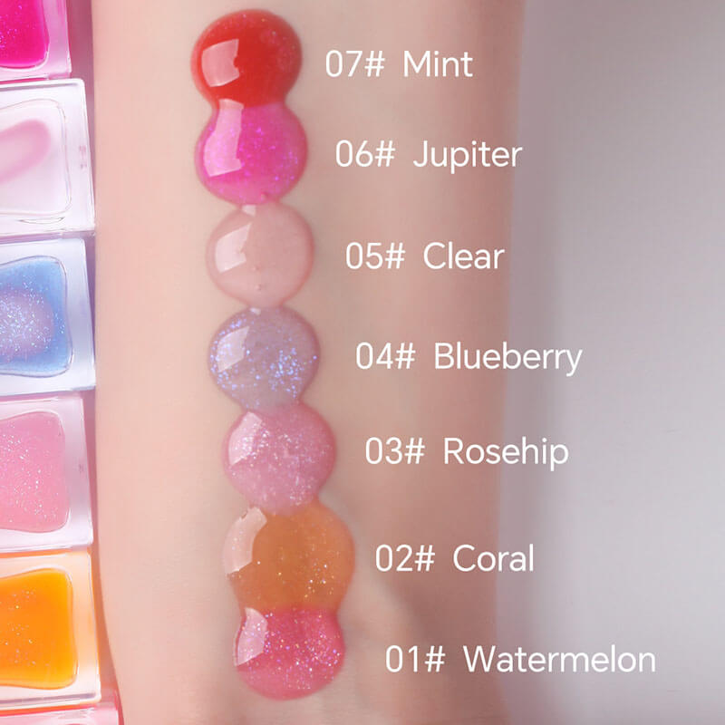 13-color Transparent Water-drop Square Tube Temperature-changing Lip Oil