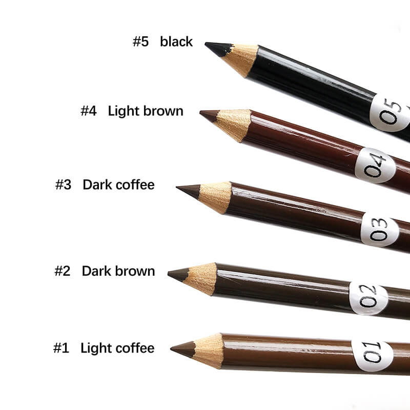 5-color Wooden Eyebrow Pencil with Eyebrow Brush and Pencil Sharpener
