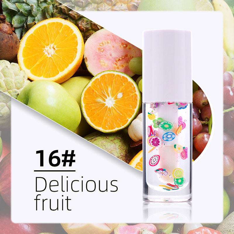 16-color Big brush Chubby tube fruit Vegan Clear Lip Oil